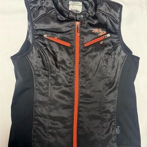 Harley Davidson Black & Orange Riding Vest: Size Large